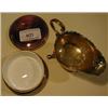 Image 1 : A Silver and Enamel Box and Cover, with Coalport liner, Birmingham 1923, and a Victorian silver crea