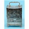 Image 1 : A Continental Silver Tea Caddy, with swing handle, decorated in relief figures and animals in landsc