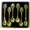 Image 1 : A Set of Six Victorian Silver Condiment Spoons, with pierced anthemion finials, Sheffield 1873, boxe