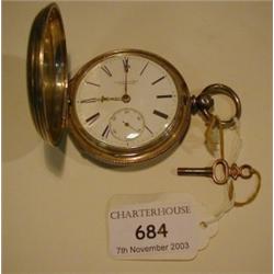 A Silver Hunter Pocket Watch, the enamel dial with Roman numerals, signed "Joseph Johnson Liverpool"