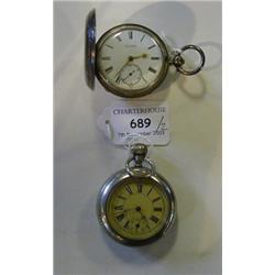 A Silver Hunter Pocket Watch, the enamel dial with Roman numerals, signed "J T Sleep Ballaarat", and