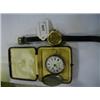 Image 1 : A 14ct Gold Wristwatch, with Roman numerals in a foliate engraved case, and a silver pocket watch (a