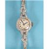 Image 1 : A Ladies Art Deco Cocktail Watch, with white metal case and bracelet, set with sixty two diamonds S