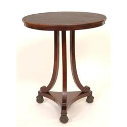 A 19th Century Occasional Table, veneered in burr elm, the circular top on three splay supports and