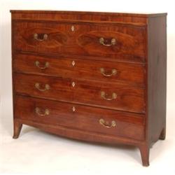 A George III Mahogany Secretaire Chest, having a single long drawer enclosing a fitted interior, abo