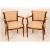 Image 1 : A French Mahogany Salon Suite, with gilt metal mounts, on square tapering legs, comprising: a settee