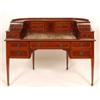 Image 1 : An Edwardian Inlaid Mahogany Carlton House Desk, the superstructure with central cupboard flanked by