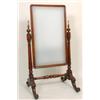 Image 1 : A William IV Mahogany Cheval Mirror, on turned supports, and splayed scrolling legs, 84 cm See illu