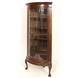 A Bow Front Corner Display Cabinet The Moulded Cornice Above A