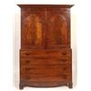 Image 1 : A William IV Mahogany Linen Press, the pair of gothic arched doors enclosing a hanging space, above
