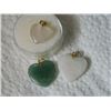 Image 2 : ASSORTED HEART PENDANTS - JASPER STONE HEARTS - 3 TTL