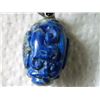 Image 3 : HAND CRAFTED CARVED LAPIS ON ROPE - 1 1/2" TALL X 1" DIAMETER - HAS UNIQUE SWAN CLASP/HOOK (non-fero