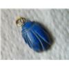 Image 2 : PENDANT - HAND CRAFTED CARVED LAPIS STONE - SCARAB 1" LONG