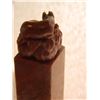 Image 5 : HAND CARVED MARBLE PEDESTAL - ORIENTAL RAT ON TOP - REDISH MARBLE - 2  3/4" TALL - ORIENTAL WRITING 