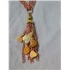 Image 2 : NECKLACE - MULTI CHAIN NECKLACE WITH COPPER LIKE CHAIN AND FREE FORM POLISHED STONES - 30"