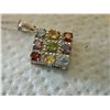 Image 1 : NECKLACE - 2.26 TCW (8) ROUND FACETTED GEMSTONES & (1) DIAMOND IN STAMPED 925 STERLING SILVER SETTIN