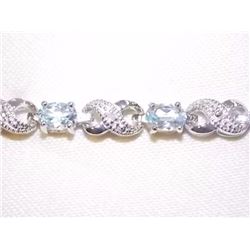 BRACELET - 6CTW LIVELY SKY BLUE TOPAZ & DIAMOND IN STERLING SILVER CROSS OVER DESIGNED LINKS - INCLU
