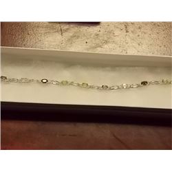 BRACELET - MULTI-GEMSTNE & DIAMOND IN STERLING SILVER WITH SCALLOP BOX DESIGNED LINKS  - INCLUDES CE