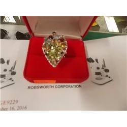 RING - 5.12TCW - CLUSTER OF GARNET, PERIDOT, CITRINE & SAPPHIRE IN STERLING SILVER SETTING  - INCLUD