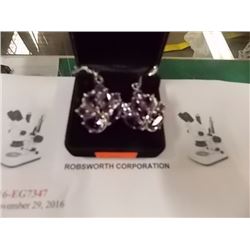EARRINGS - NEW - 7.78 TCW MULTIPLE PURPLE AMETHYST GEM STONES IN STERLING SILVER SETTING - - INCLUDE