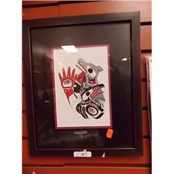 FRAMED FIRST NATIONS PRINT - RICHARD SHORTY - WOLF DANCER/CROW