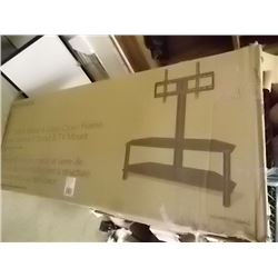 T.V. STAND - 44" BLACK METAL & GLASS - IN OPEN BOX CONTENT NOT VERIFIED