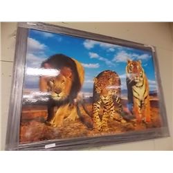 FRAMED PRINT ON BOARD "WILD CATS