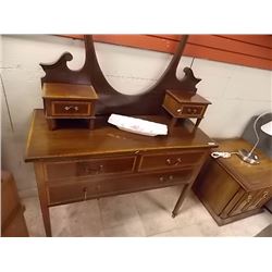 MAHOGANY ART NEUVEAU DRESSER WITH SATIN RIBBON EDGING - NEEDS MIRROR
