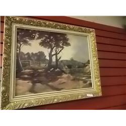 VINTAGE GUILDED FRAMED OIL ON BOARD