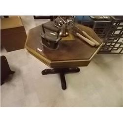 VINTAGE SIDE TABLE - BROWN HEXAGON DESIGN