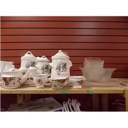 SHELF - CANNISTER SET & COLLECTABLE DISHES