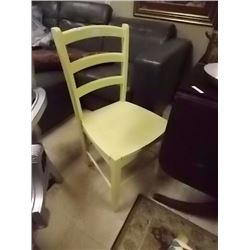 WOOD LADDER BACK DINING CHAIRS - PAINTED YELLOW - 2 X BID