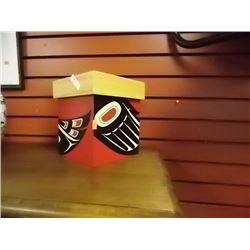 LIDDED WOOD BOX - FIRST NATIONS MOTIF