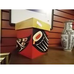 LIDDED WOOD BOX - FIRST NATIONS MOTIF
