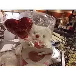 NEW TEDDY BEAR IN HEART BOX 7 X 7" ) - I LOVE YOU - SMALL. WITH 1 TEDDY