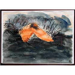 Jody Pinto, Orange Leg Landscape, Mixed Media Drawing