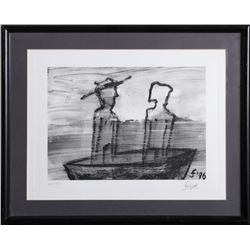 Lawrence Ferlinghetti, Couple in Boat, Lithograph