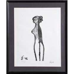 Lawrence Ferlinghetti, Woman at Gallery, Lithograph