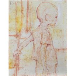 Ademaro Bardelli, Sketch of a Boy, Oil and Pastels Painting