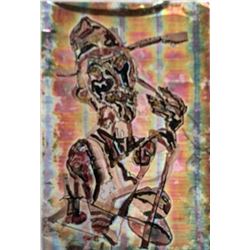 Charles Keeling Lassiter, Portrait of Man in Hat, Ink and Watercolor on Foil