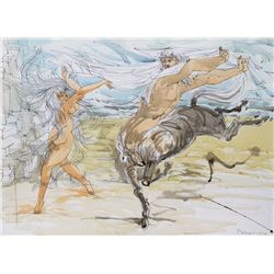 Dimitri Petrov, Mythical Creatures II, Pen and Watercolor Painting