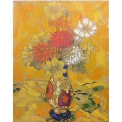 Ramon Santiago, Yellow Floral Bouquet, Oil Painting