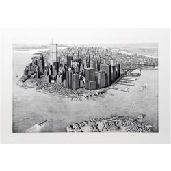 Richard Haas, Manhattan View from Governor's Island, Aquatint Etching