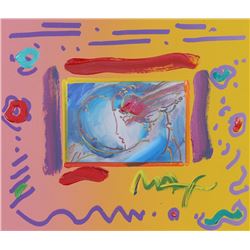 Peter Max, I Love the World, Mixed Media Painting on Paper