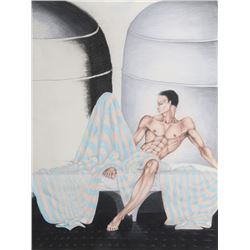 Jon Robyn, Reclining Nude Male, Pastel Drawing