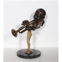 Ed Dwight, Satchmo, Bronze and Brass Sculpture
