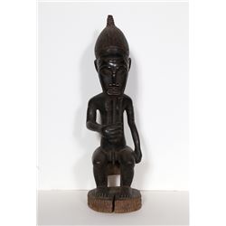 African Seated Baule Figure, Carved Wood Sculpture