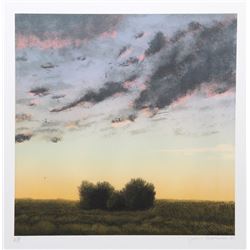 John Beerman, Two Bushes at Twilight, Lithograph