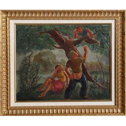 Alexander Raymond Katz, Unwelcome Interruption, Oil Painting