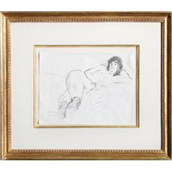 Raphael Soyer, Nude Study I, Ink Drawing